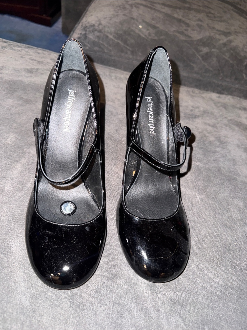 Jeffrey Campbell Glossy Black Patent Mary Jane Heels